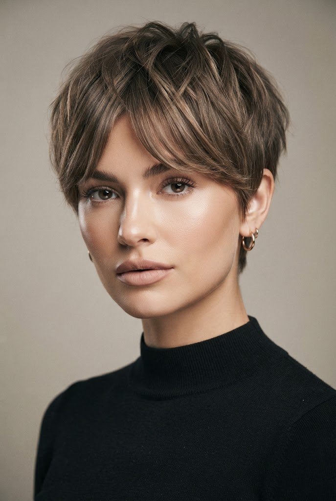 Textured Crop with Curtain Fringe — short hair inspiration style outfit