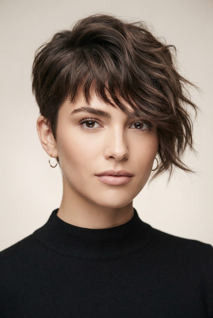 Messy Asymmetrical Cut — short hair inspiration style outfit