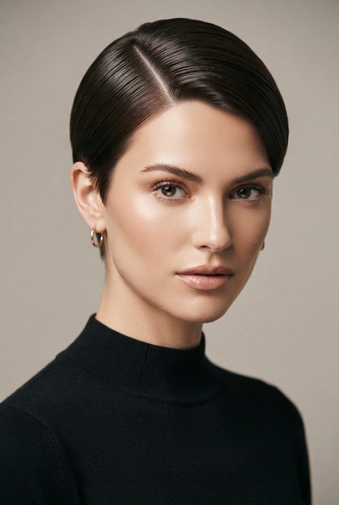 Sleek Side-Parted Pixie — short hair inspiration style outfit