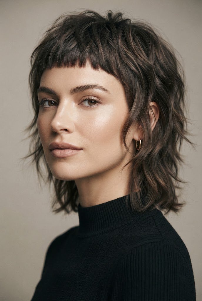 Layered Shag with Micro Fringe — short hair inspiration style outfit