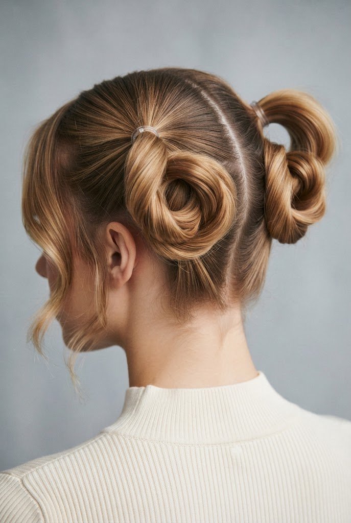 The Twisted Side-Loop Ponytails — short hair two ponytails style outfit