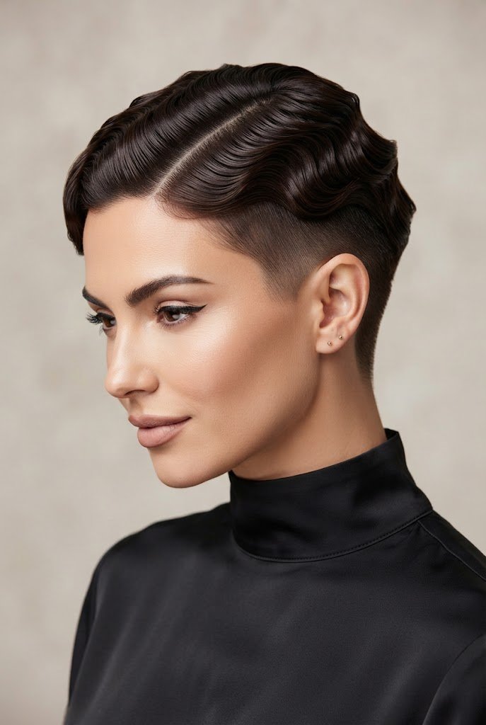 Sleek Undercut with Sculpted Waves — Short hairstyle ideas style outfit