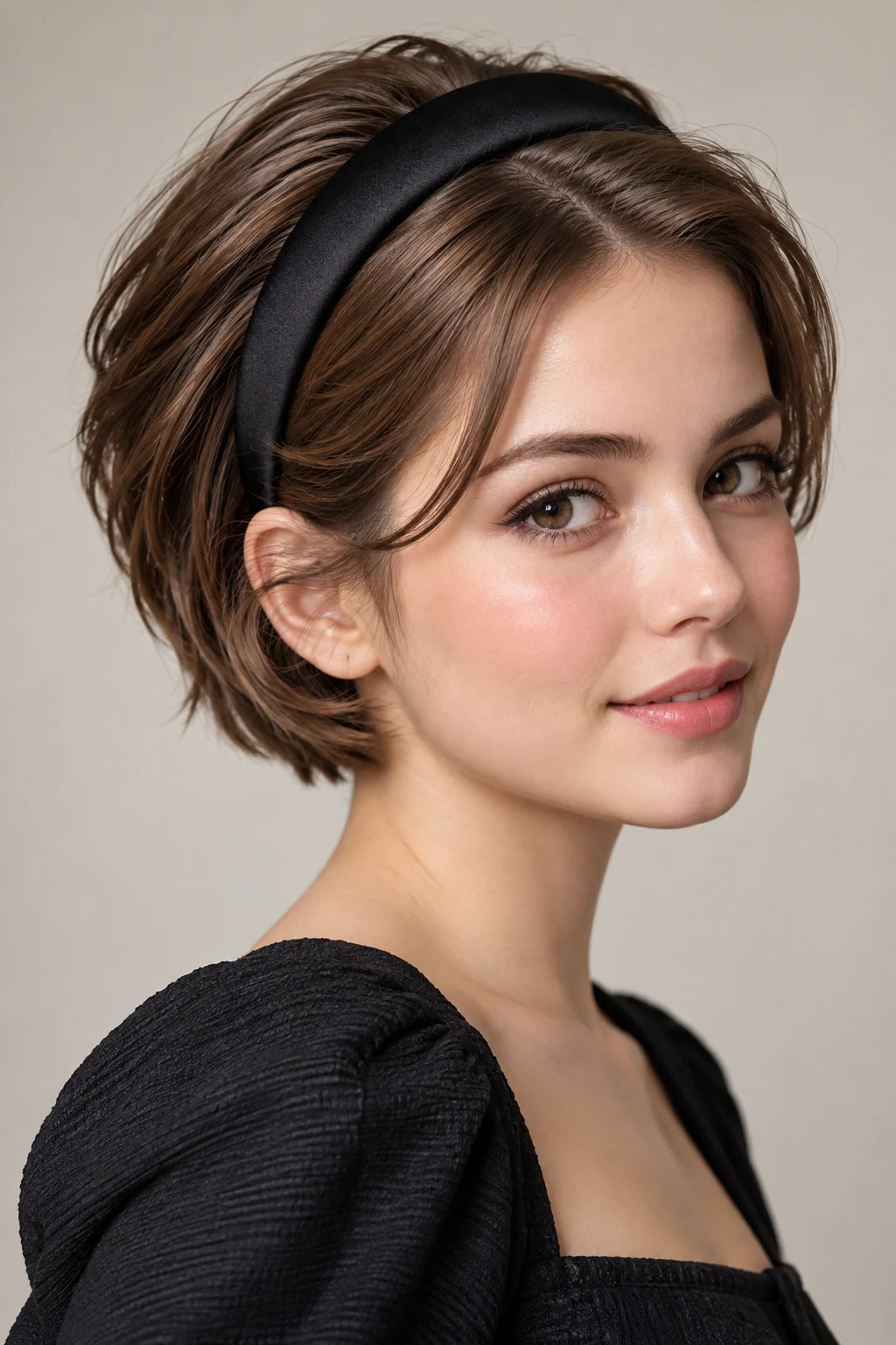 The Polished Short Cut With Headband — short hairstyles for girls style outfit