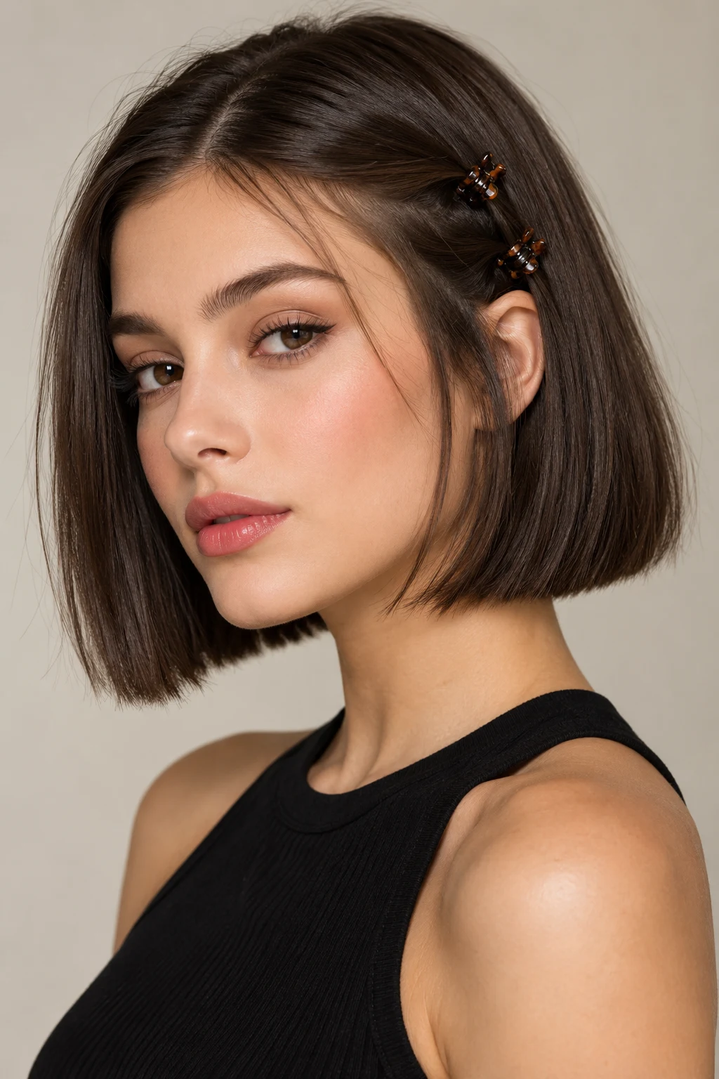 The Blunt Bob With Mini Clips — short hairstyles for girls style outfit