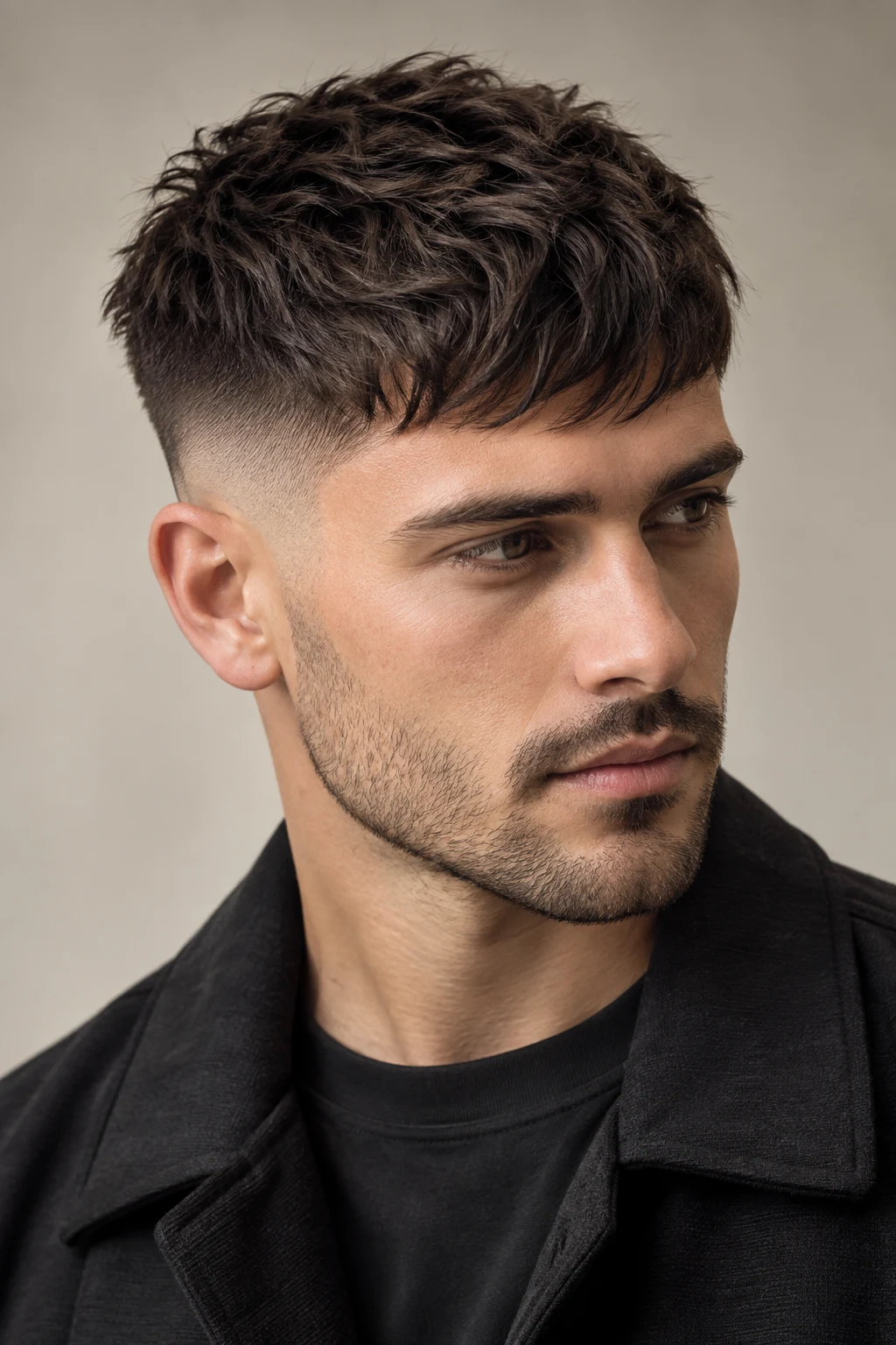The Textured French Crop — One of the Best Short Hairstyles for Men — short hairstyles for men style outfit, worn by a stylish man