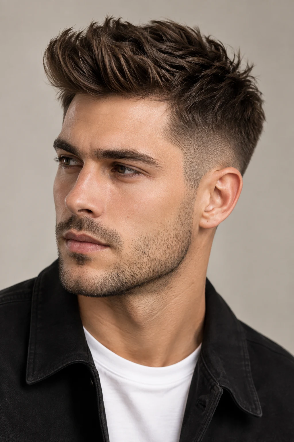 The Short Quiff — short hairstyles for men style outfit, worn by a stylish man