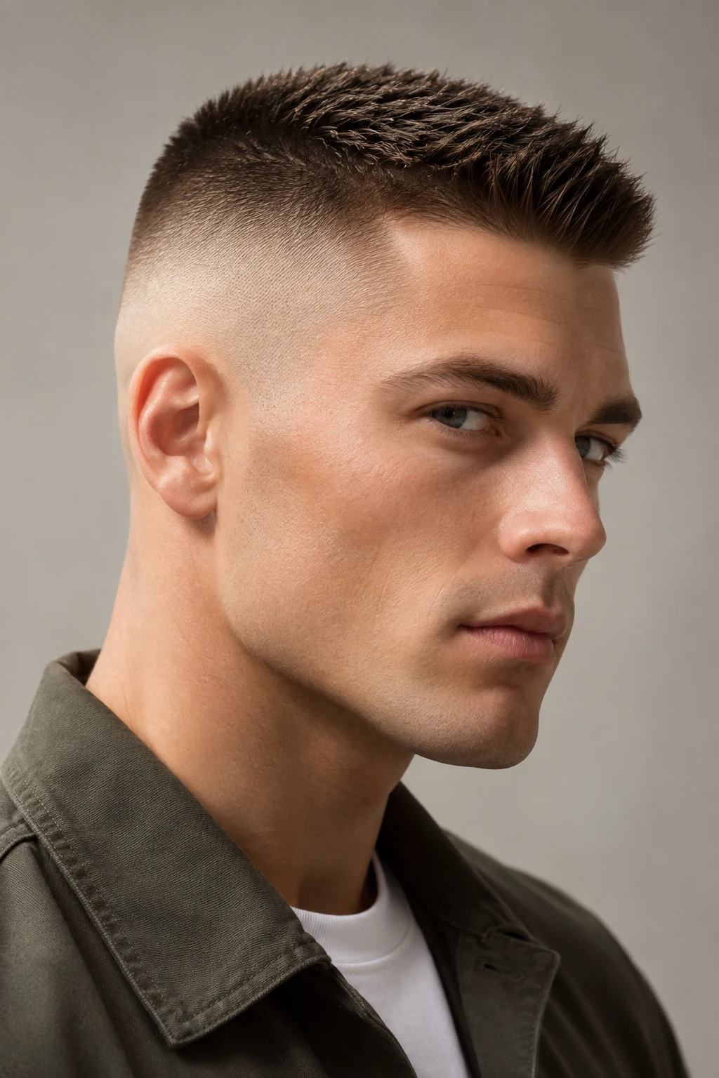 The High-and-Tight Fade — short hairstyles for men style outfit, worn by a stylish man