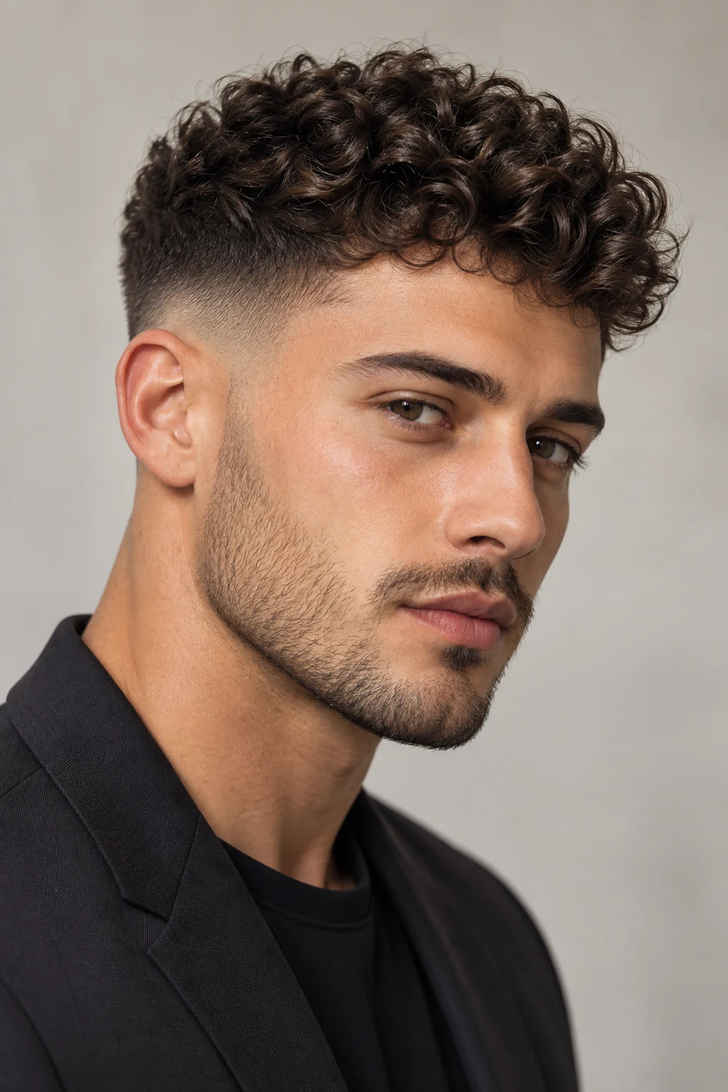 The Curly Short Fade — short hairstyles for men style outfit, worn by a stylish man