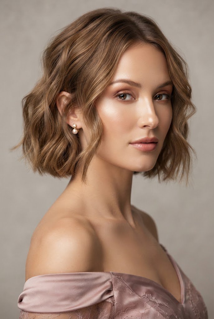 Romantic Undone Waves for Chins — short hairstyles for wedding guests style outfit