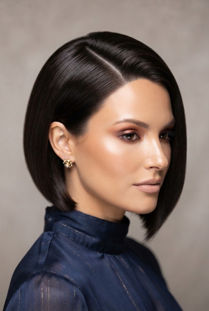 Polished Side-Part with a Deep Arch — short hairstyles for wedding guests style outfit