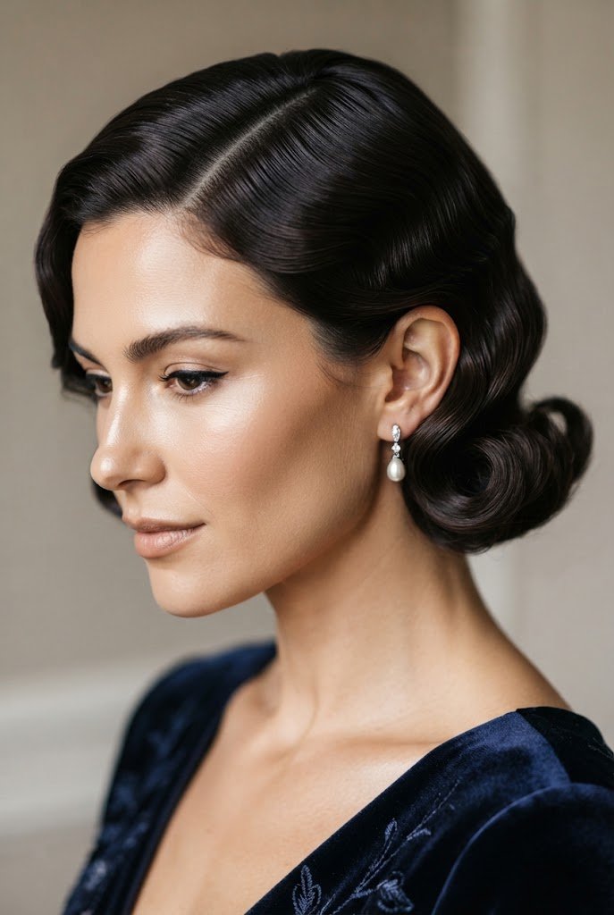 The Velvet Finger Wave Bob — short hairstyles for wedding parties style outfit