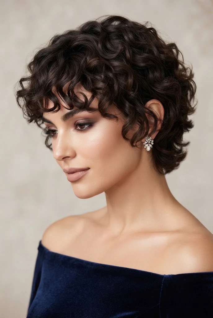 Romantic Curly Shag for Cropped Hair — short hairstyles for wedding parties style outfit