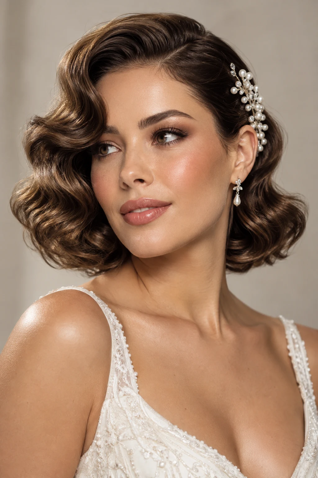 Romantic Hollywood Waves — short hairstyles for weddings style outfit