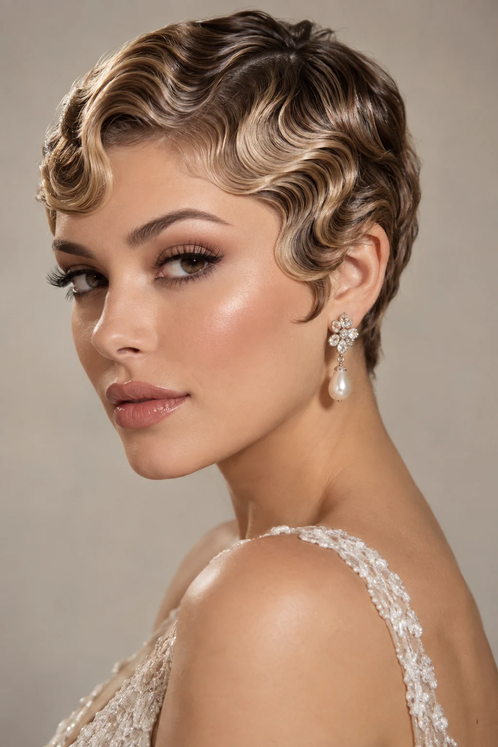 Vintage Finger-Wave Pixie — short hairstyles for weddings style outfit