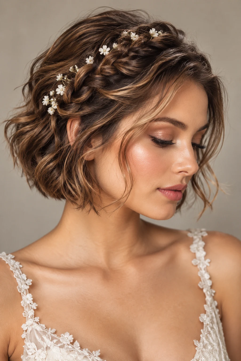 Mini Braided Crown Bob — short hairstyles with a headband style outfit