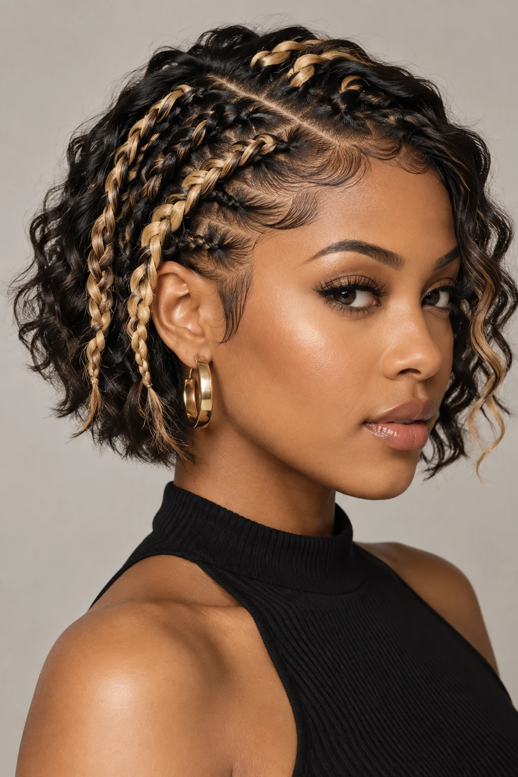 Two-Tone Accent Braids — short hairstyles with braids style outfit