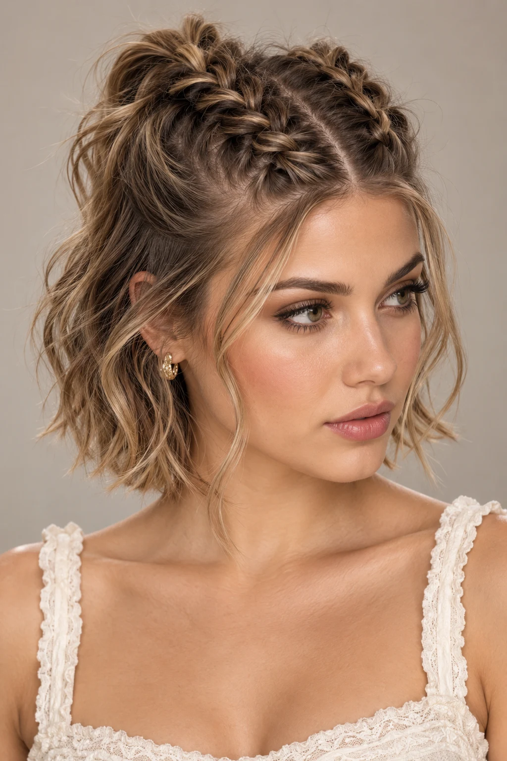 Half-Up Double Dutch Braids — short hairstyles with braids style outfit