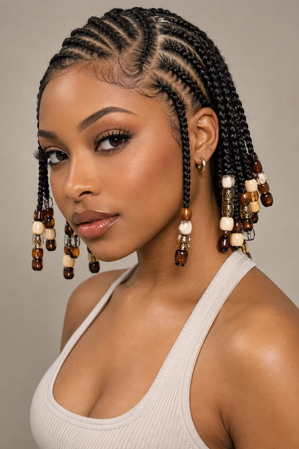 Cornrows With Beaded Ends — short hairstyles with braids style outfit