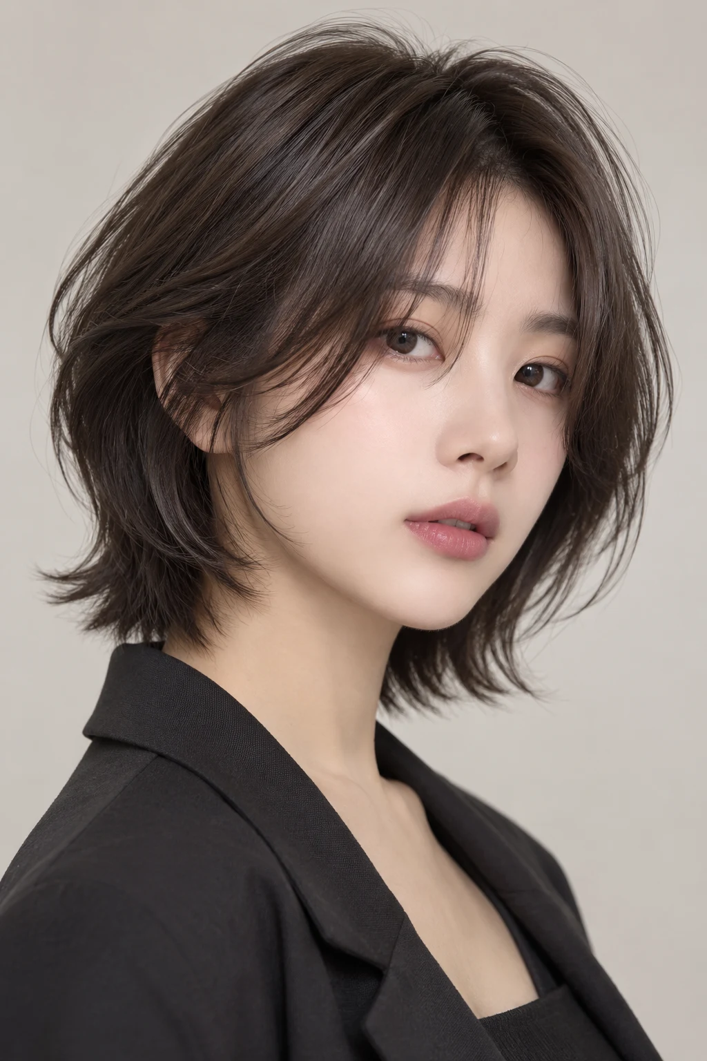 Soft Wolf Bob — short korean hairstyles style outfit