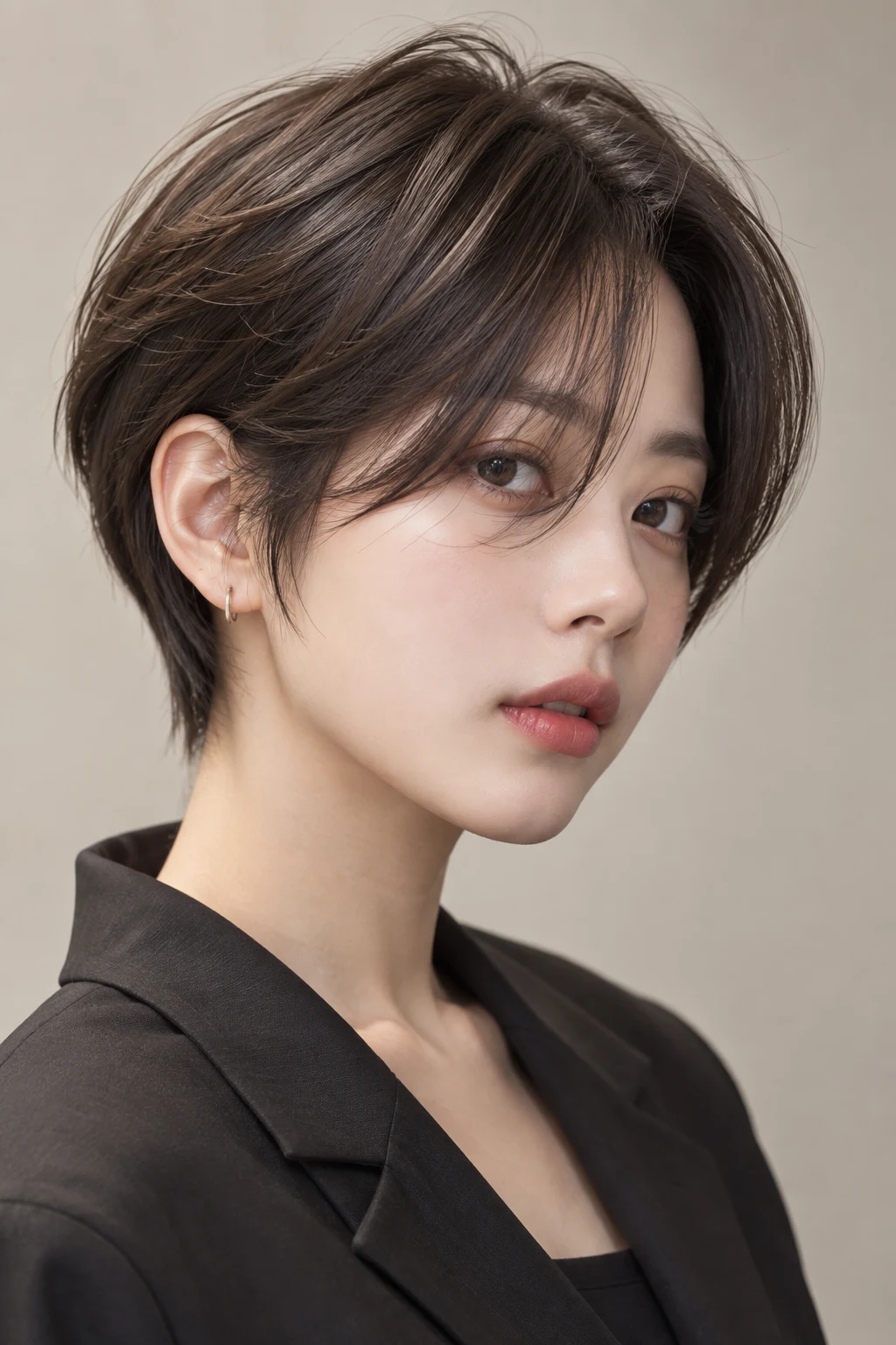 Korean Pixie with Long Bangs — short korean hairstyles style outfit