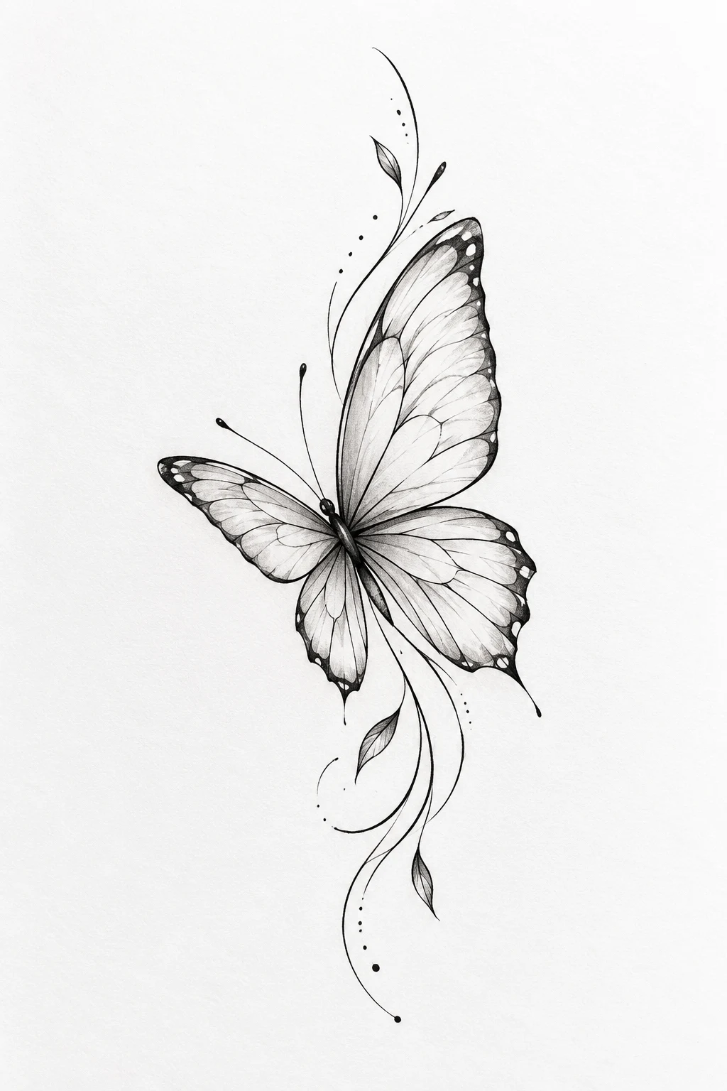 Minimalist Fine-Line Side Butterfly Tattoo — side butterfly tattoo style outfit
