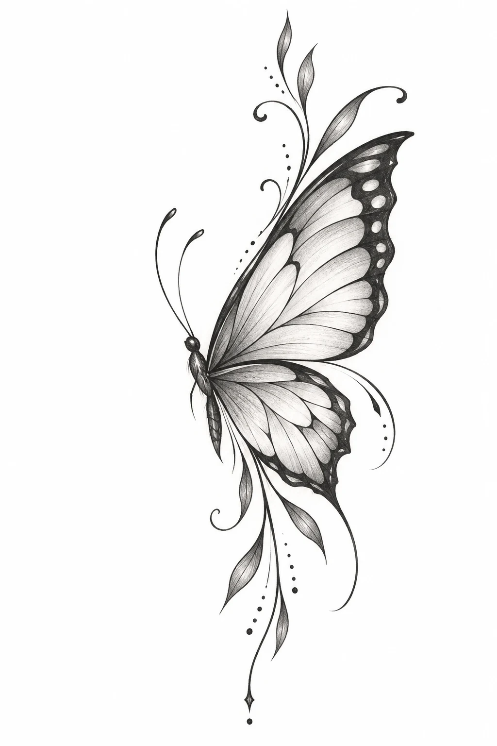 Side Butterfly Tattoo Stencil Style — side butterfly tattoo style outfit