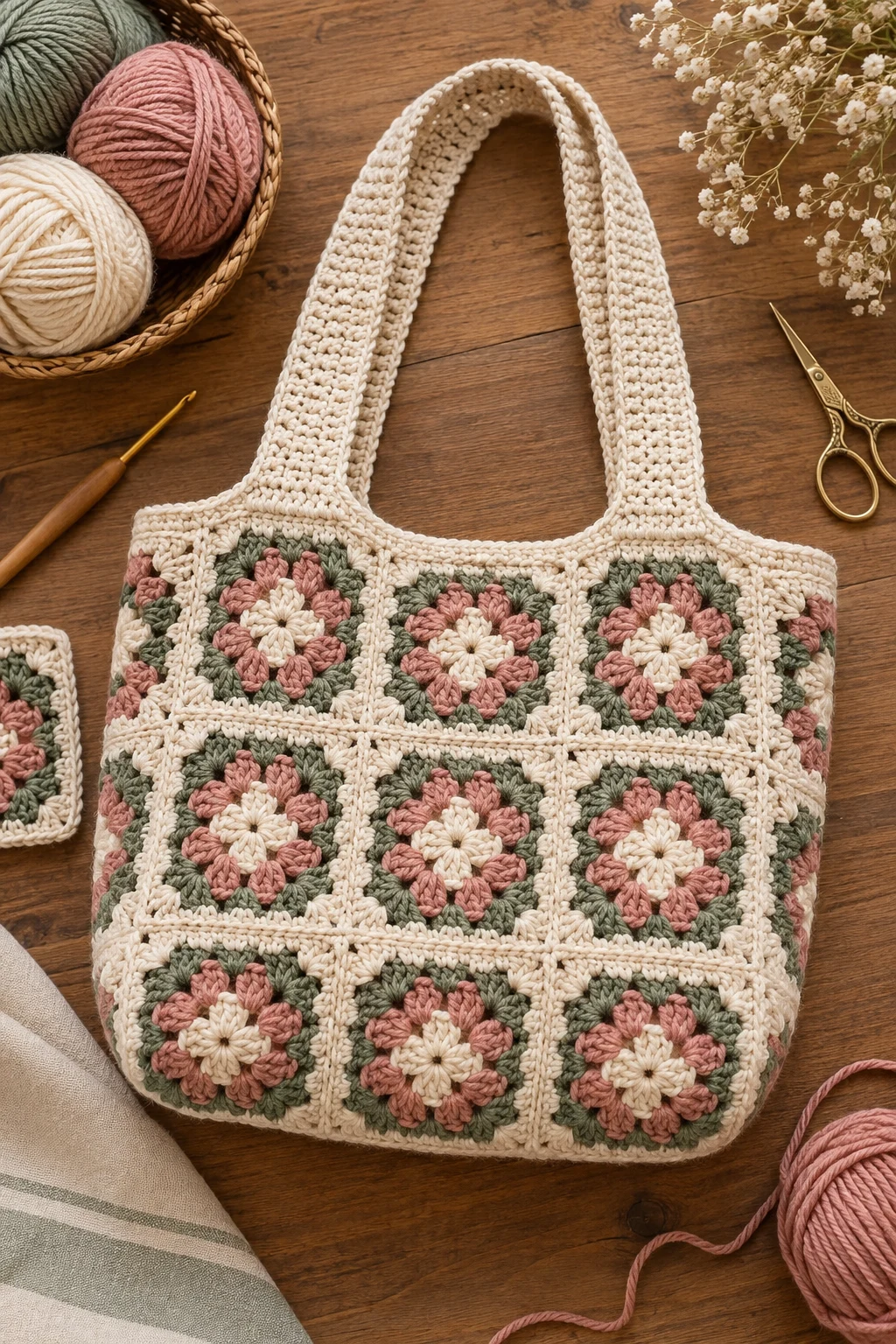 Granny Square Simple Crochet Bag — simple crochet bag style outfit
