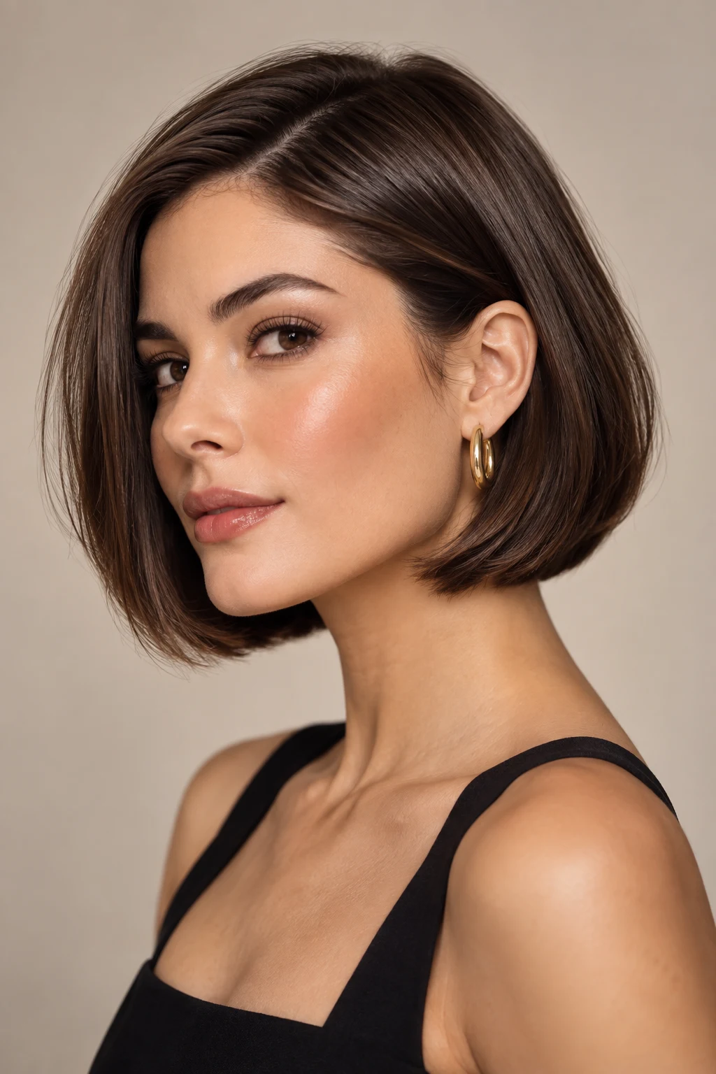 Sleek Bob With Tucked Ends — simple hairstyles for short hair style outfit