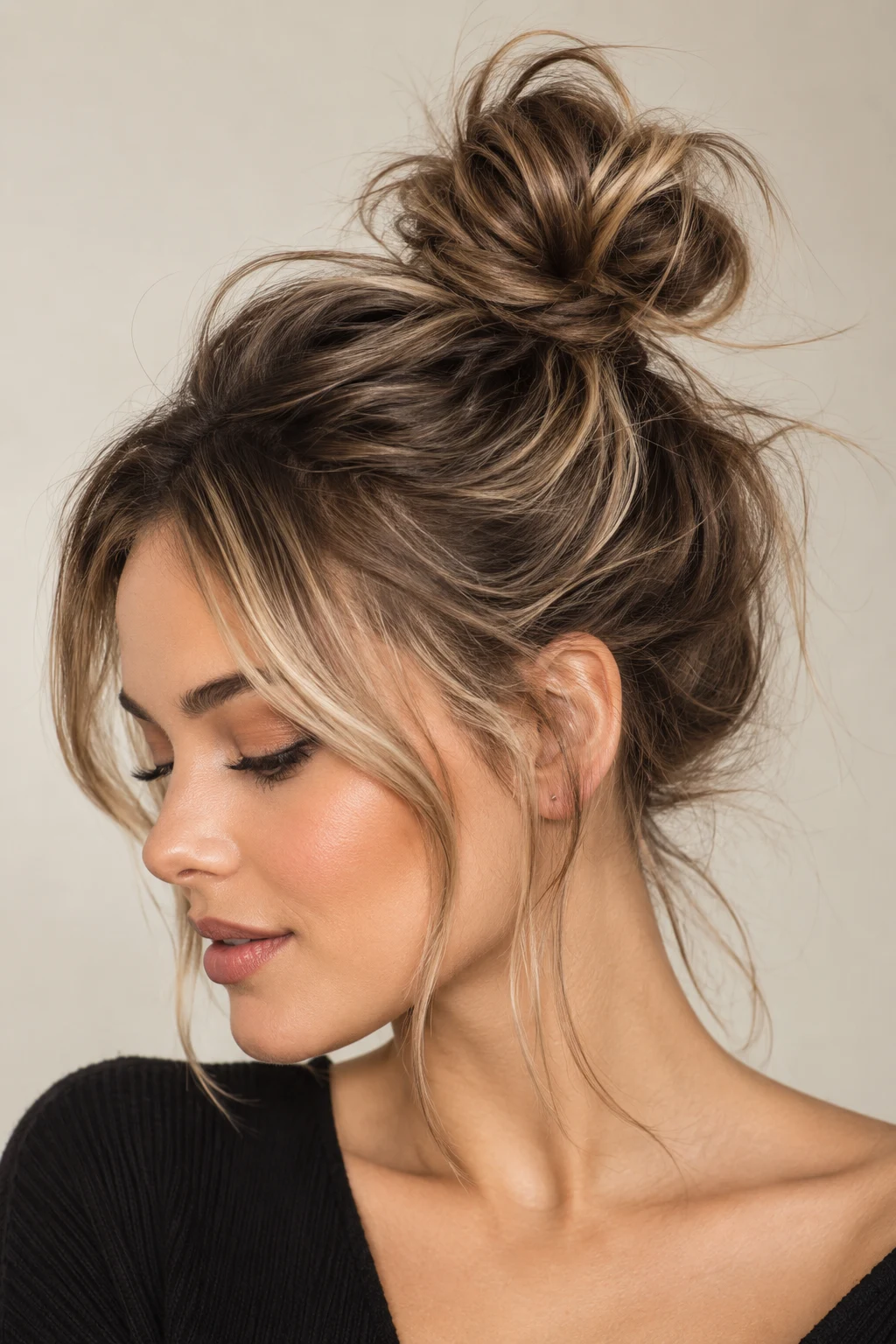 Messy Top Knot Hack — simple hairstyles for short hair style outfit