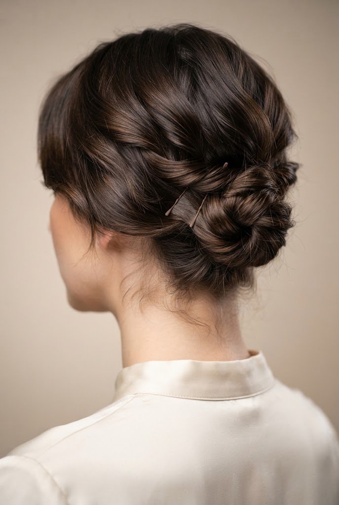 The Twisted Mini-Chignon — Simple updos for short hair style outfit