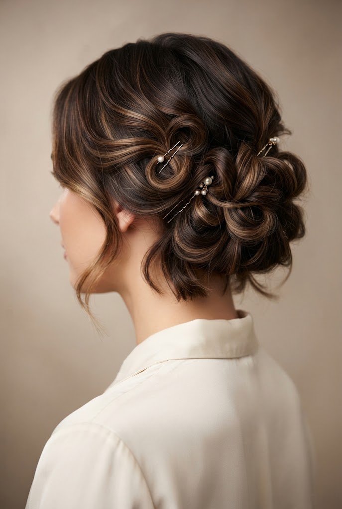 Romantic Loose Loop and Pin — Simple updos for short hair style outfit