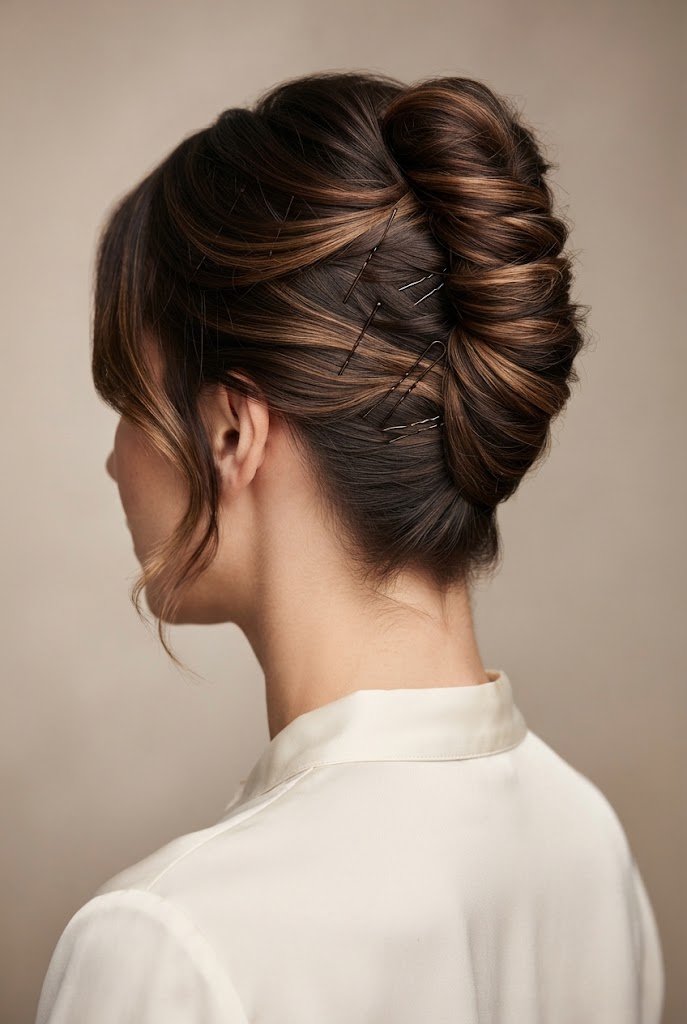 The Faux French Twist — Simple updos for short hair style outfit