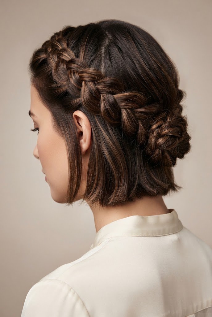 Braided Crown for Crops — Simple updos for short hair style outfit
