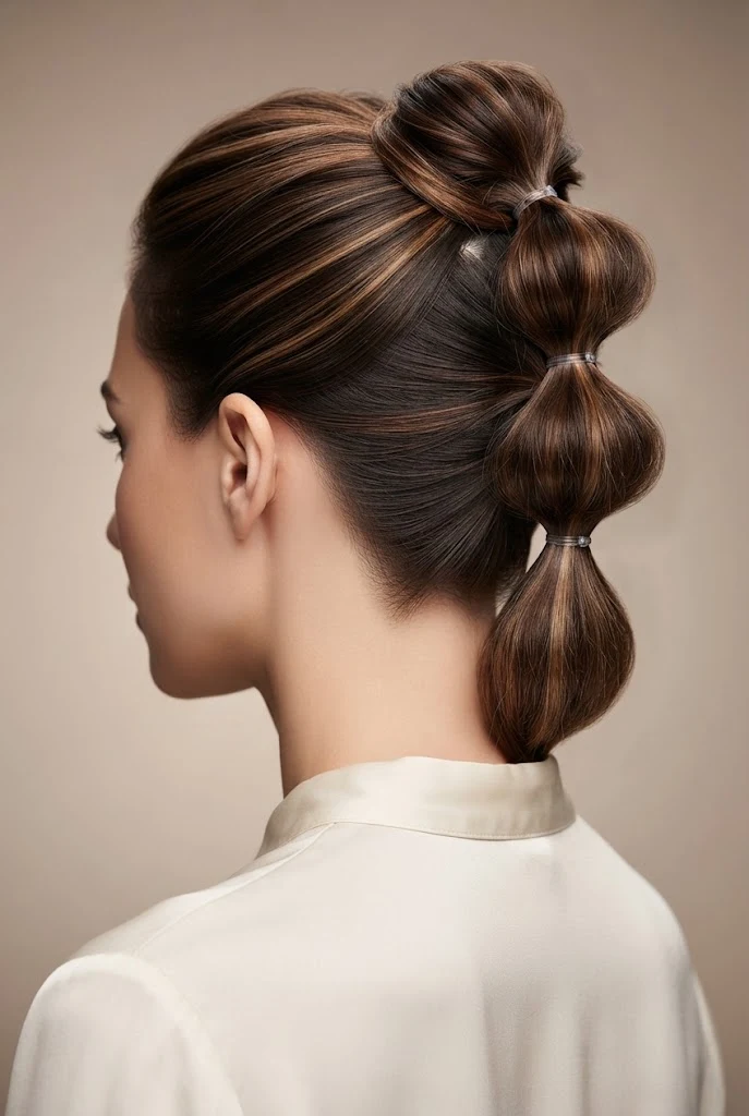 Pinned-Up Bubble Ponytail — Simple updos for short hair style outfit