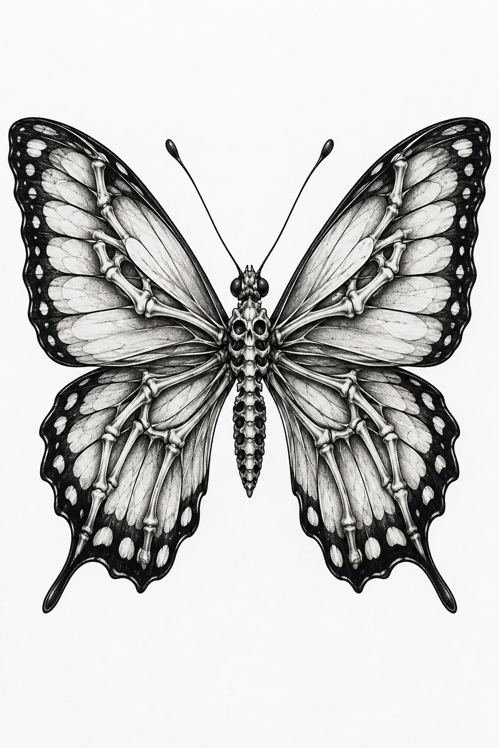 Realistic Butterfly With Exposed Skeleton — skeleton butterfly tattoo style outfit