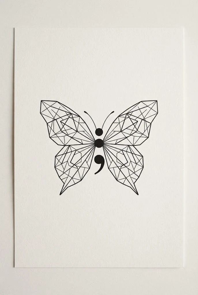 Small Butterfly Semicolon Tattoo on the Back of the Neck — small butterfly semicolon tattoo style outfit