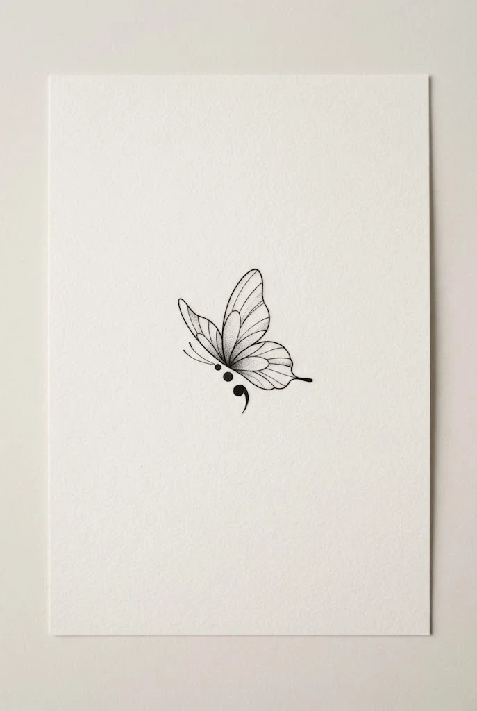 Finger-Side Micro Flutter — small butterfly semicolon tattoo style outfit
