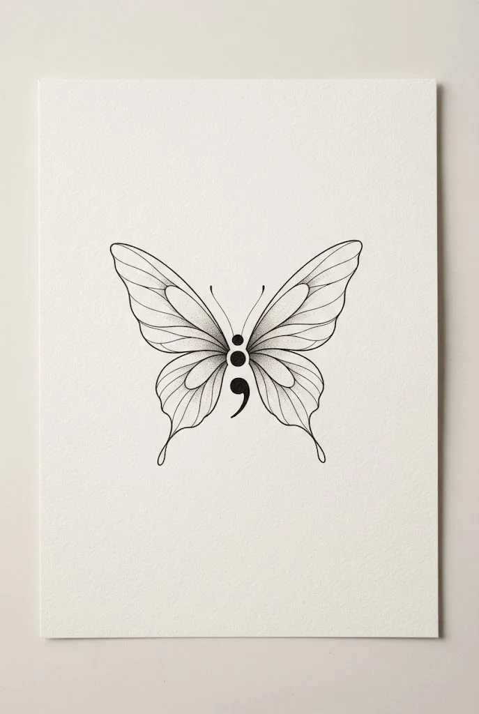 Geometric Minimalist Butterfly Wings — small butterfly semicolon tattoo style outfit
