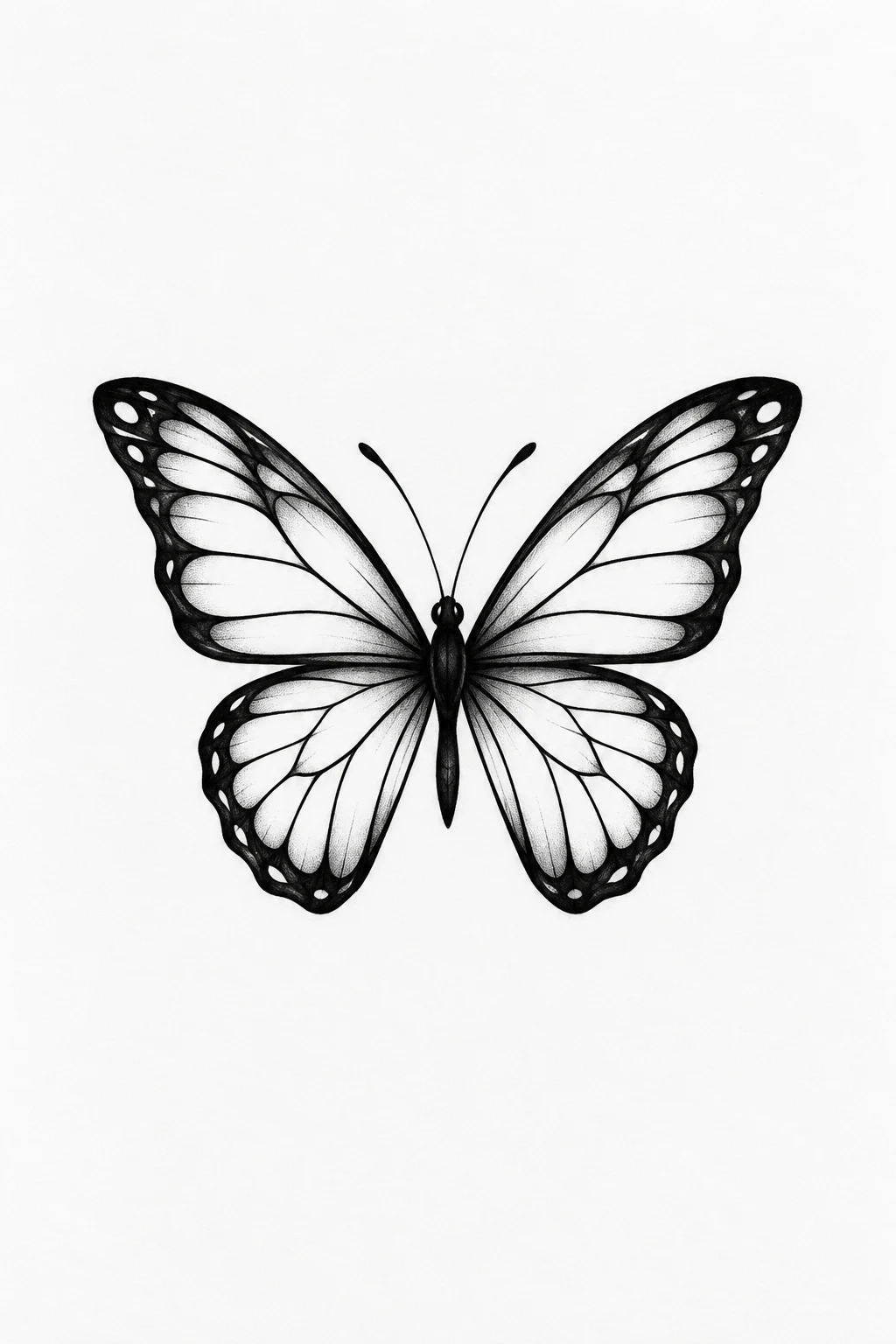 Minimalist Black Butterfly Silhouette — small butterfly tattoo designs style outfit