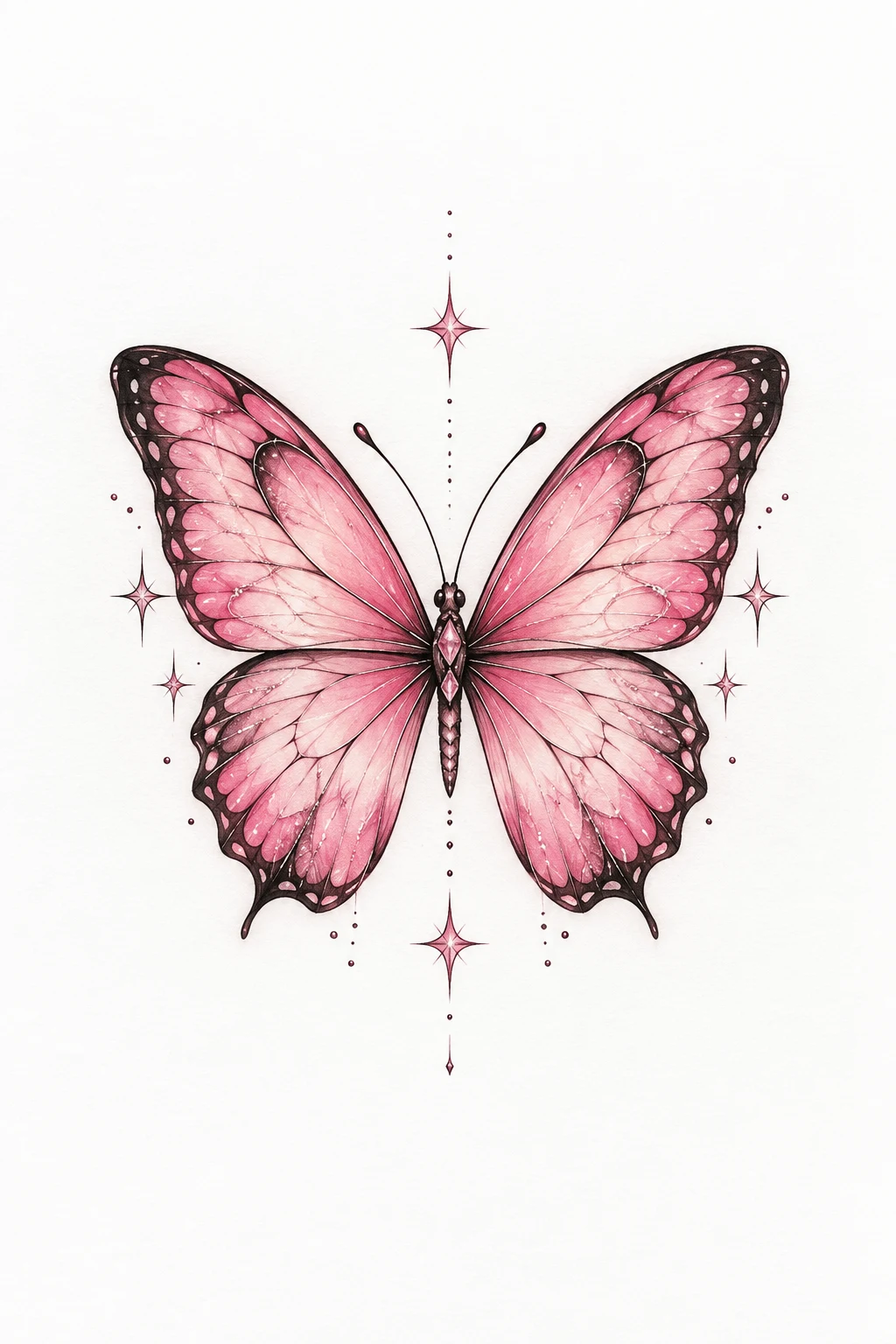 Pink Butterfly With Sparkle Details — small butterfly tattoo designs style outfit