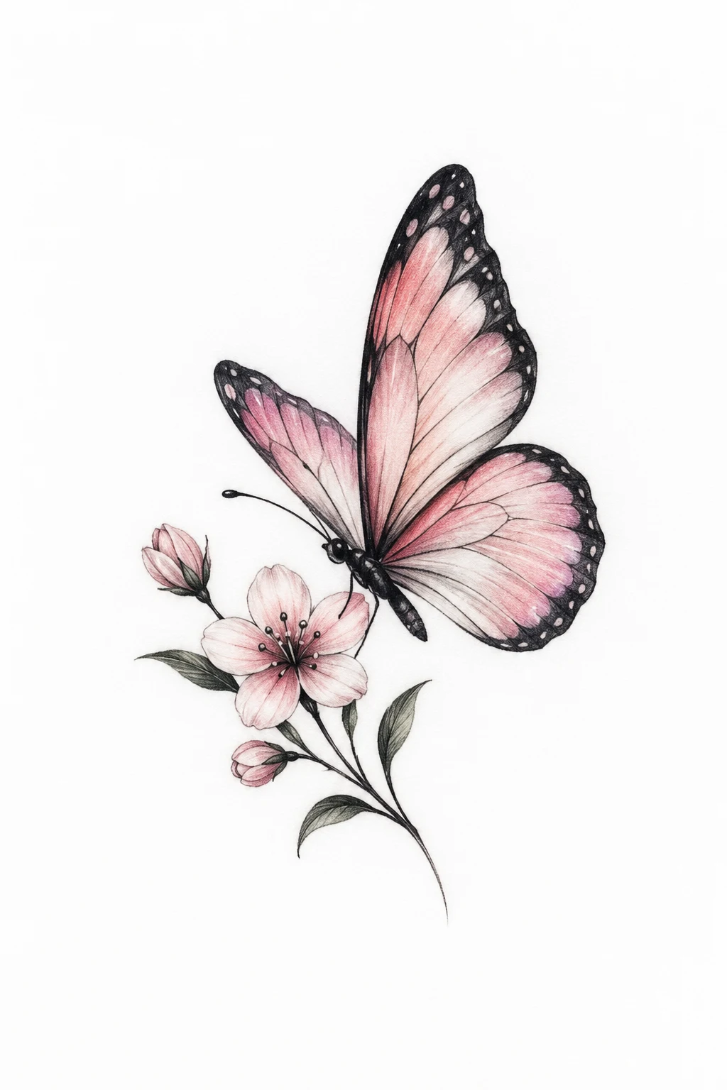 Butterfly and Tiny Flower — small butterfly tattoo designs style outfit