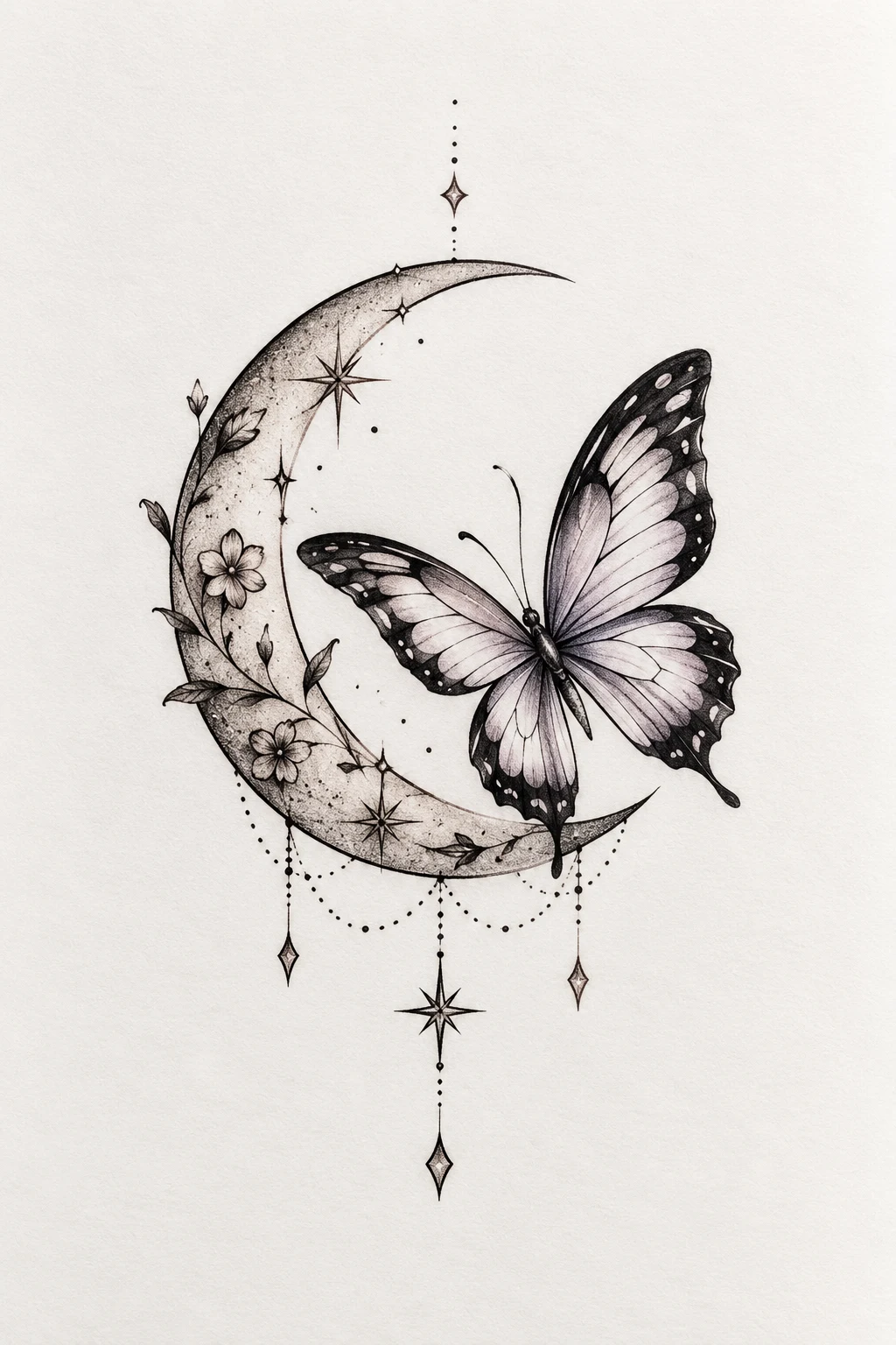 Crescent Moon Butterfly — small butterfly tattoo designs style outfit