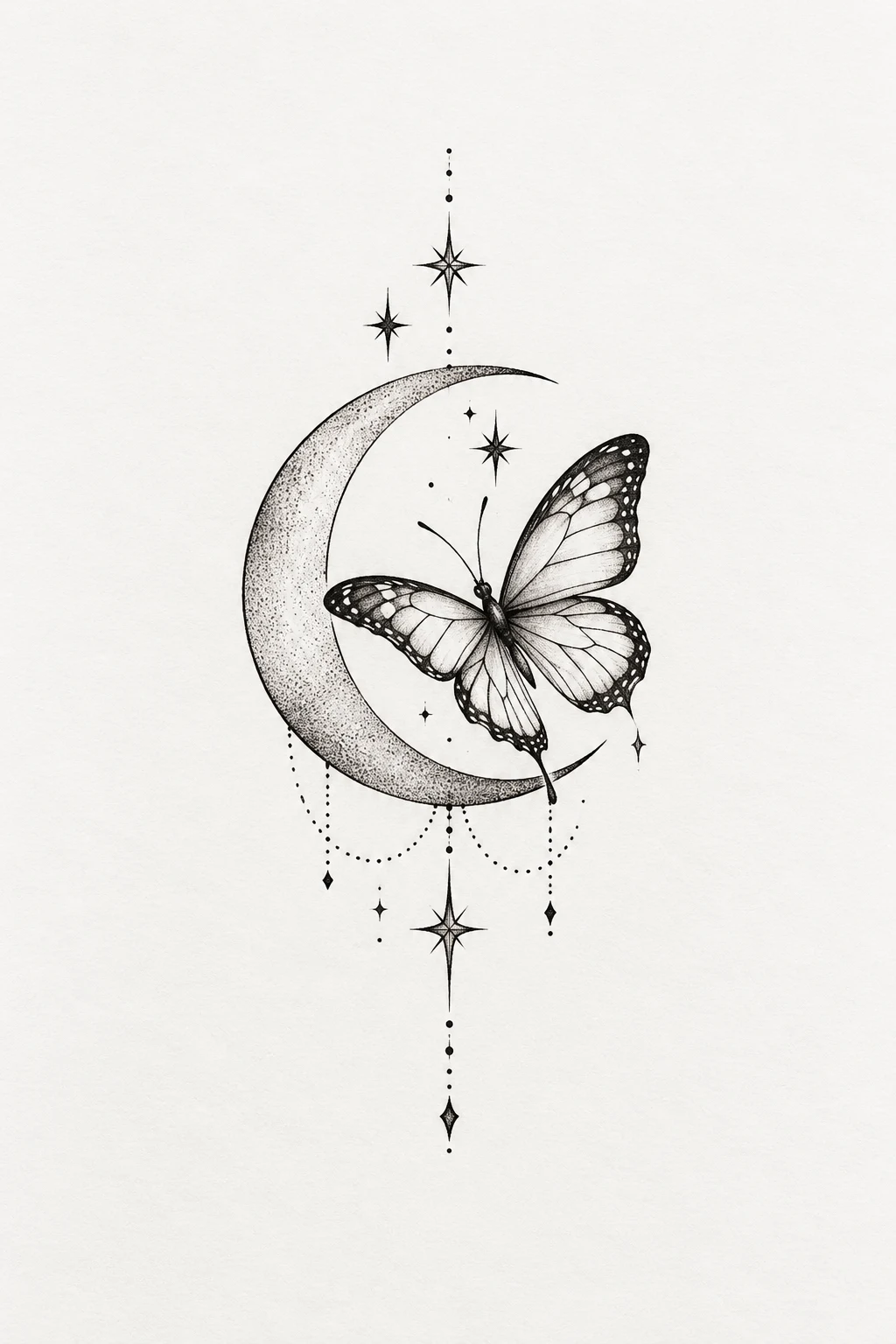 Butterfly and Crescent Moon — small butterfly tattoo on wrist style outfit