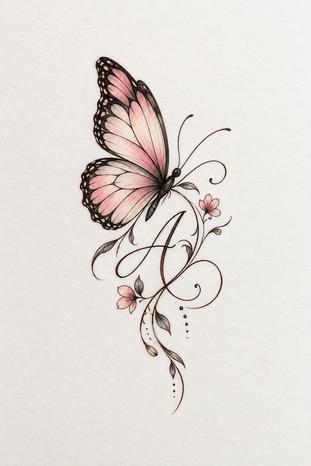 Butterfly With Initials — small butterfly tattoo on wrist style outfit
