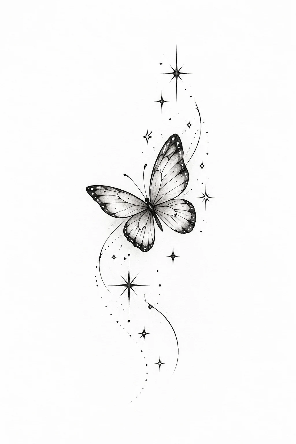Little Butterfly Wrist Tattoo With Stars — small butterfly tattoo on wrist style outfit