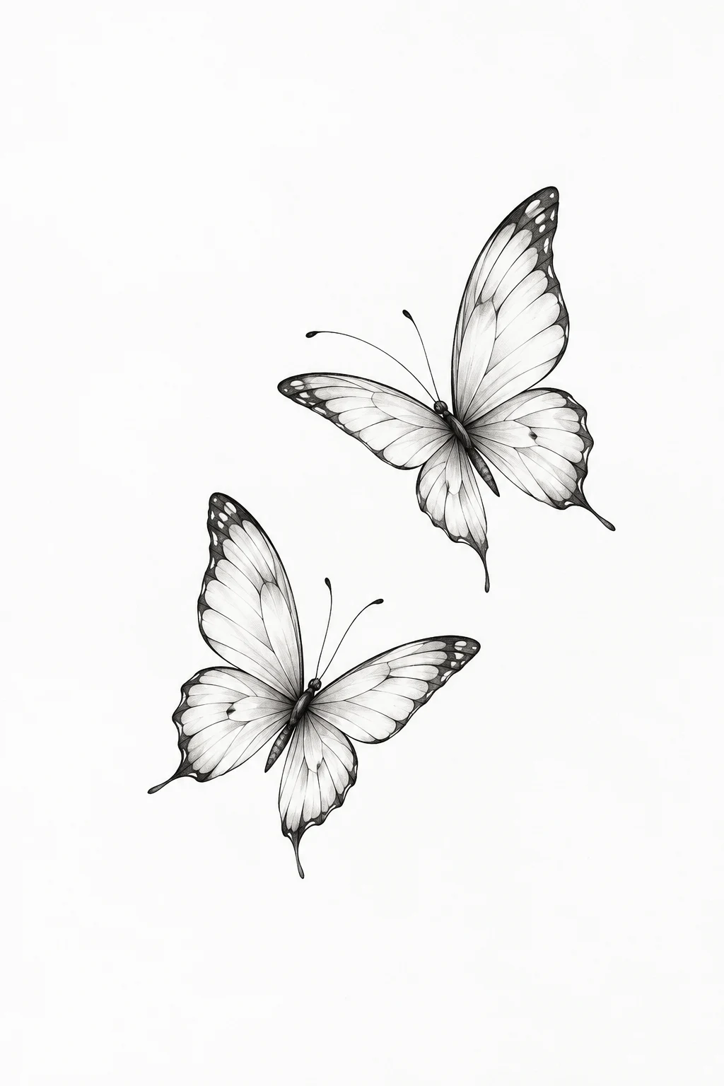 Two Butterflies Together — small fine line butterfly tattoo style outfit