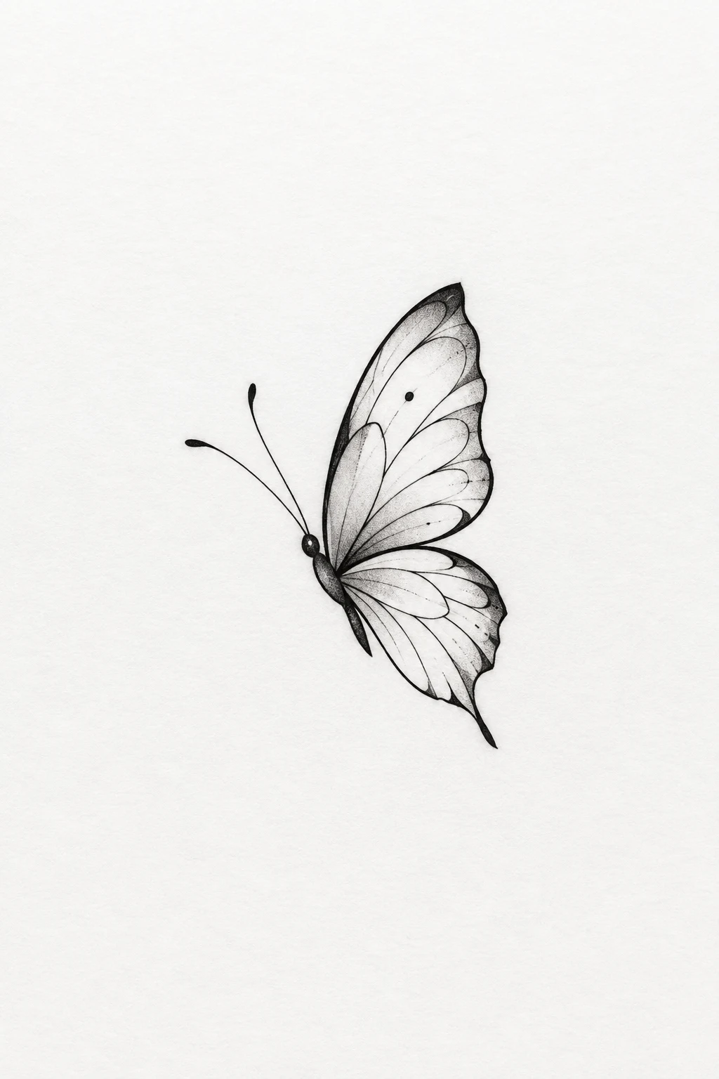 Tiny Butterfly Behind the Ear — small fine line butterfly tattoo style outfit