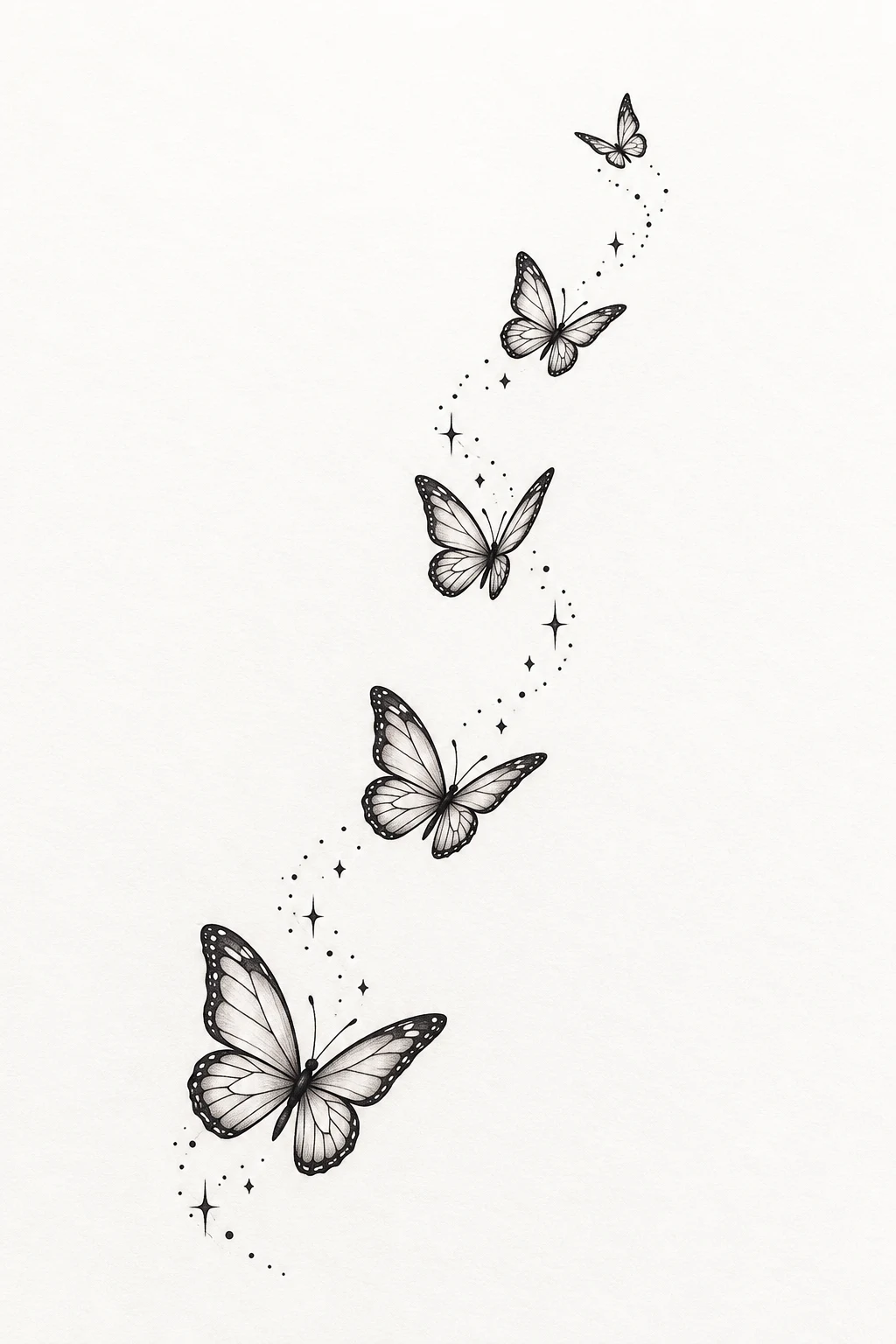 Butterfly Trail — small fine line butterfly tattoo style outfit