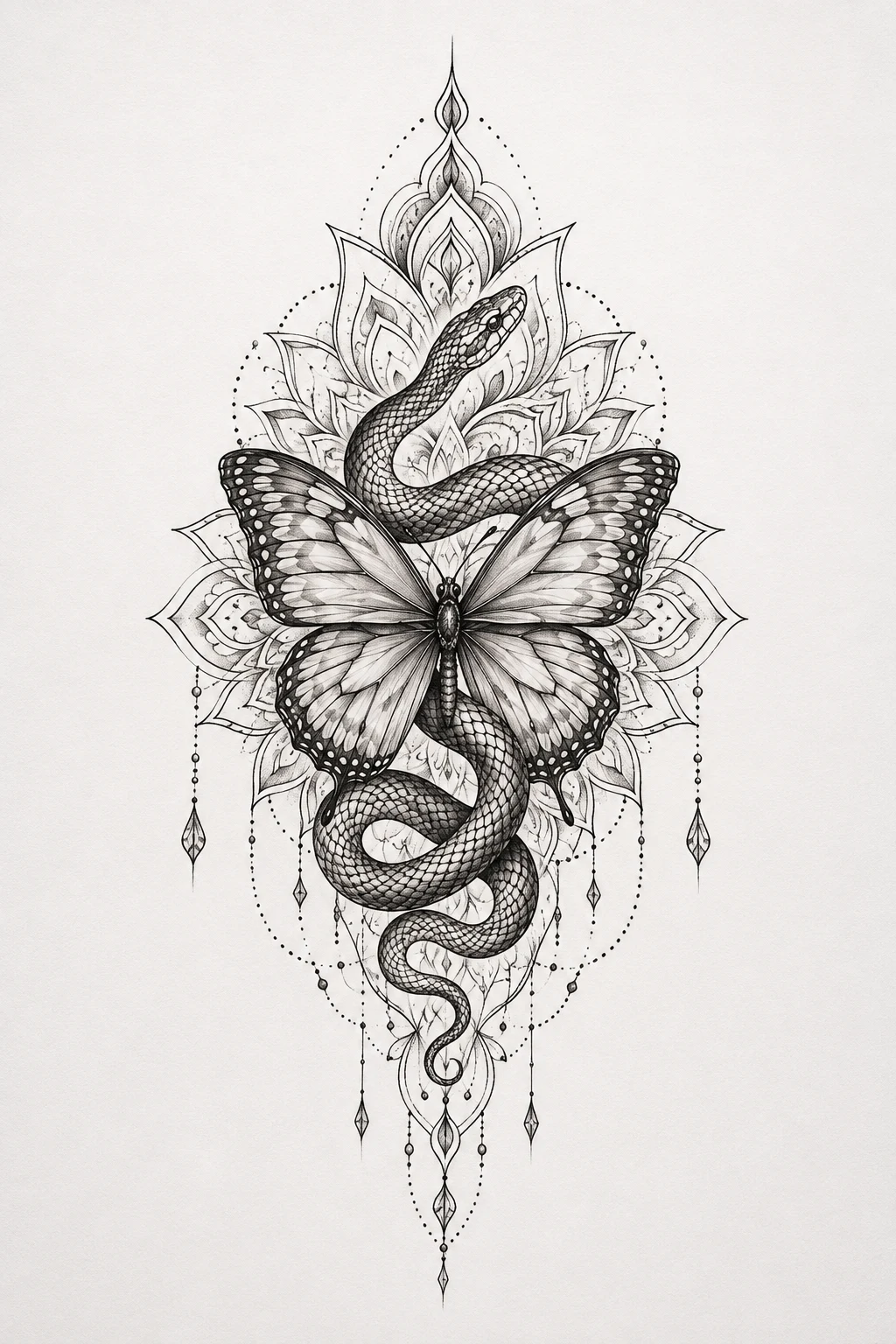 Snake and Butterfly Mandala — snake and butterfly tattoo style outfit
