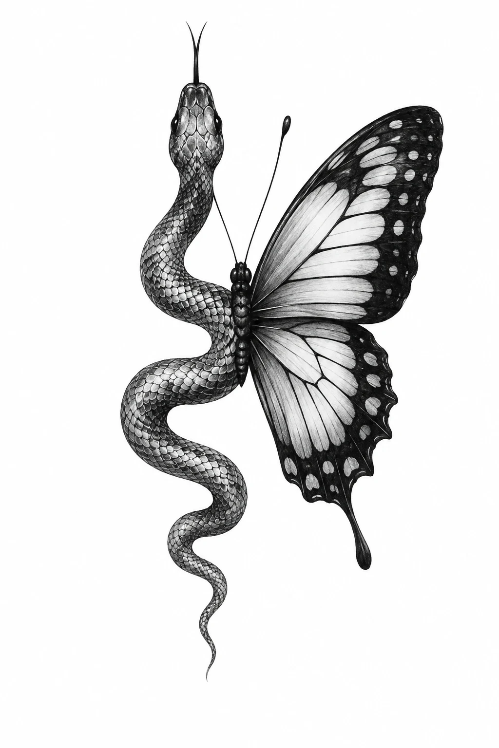 Half Snake, Half Butterfly — snake and butterfly tattoo style outfit
